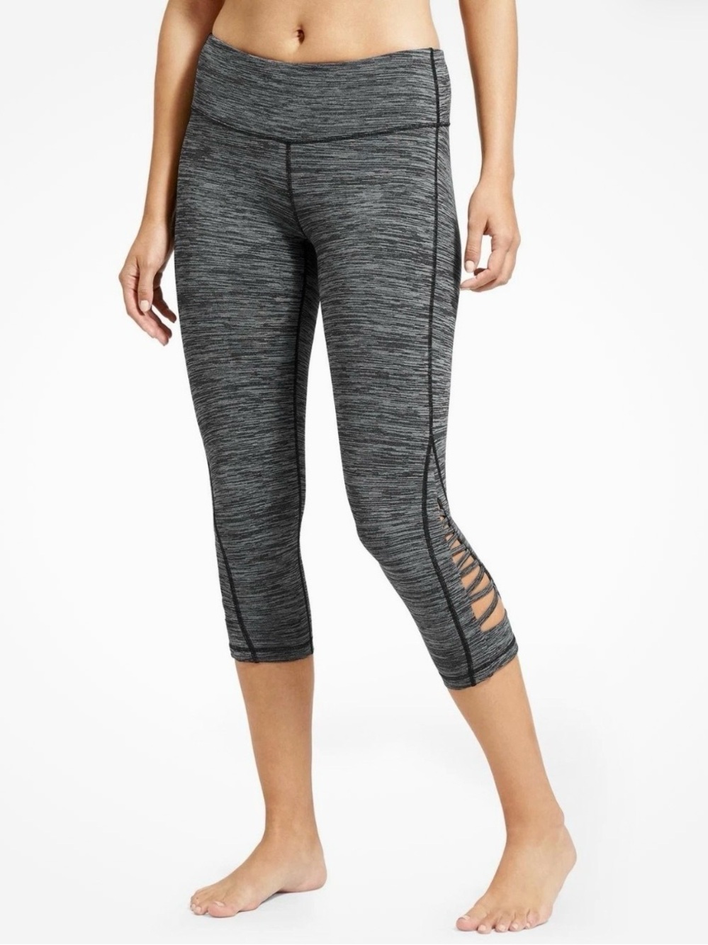 Athleta Women’s Grey Criss Cross Chaturanga Capri Leggings Size Medium  RN 54023